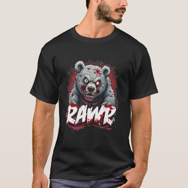 Camiseta Zombie Bear, Creepy Dystopian Undead Grizzly (Anverso)
