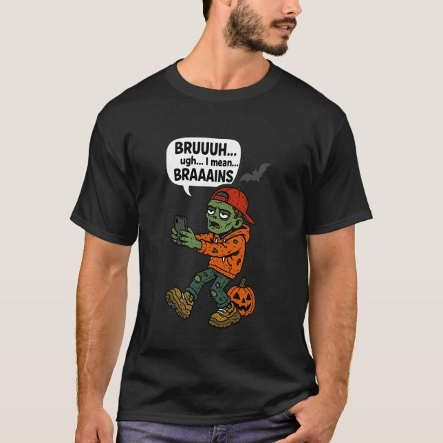 Camiseta Zombie Bruh Pumpkin Men Women Kids Teens Funny Hal (Anverso)