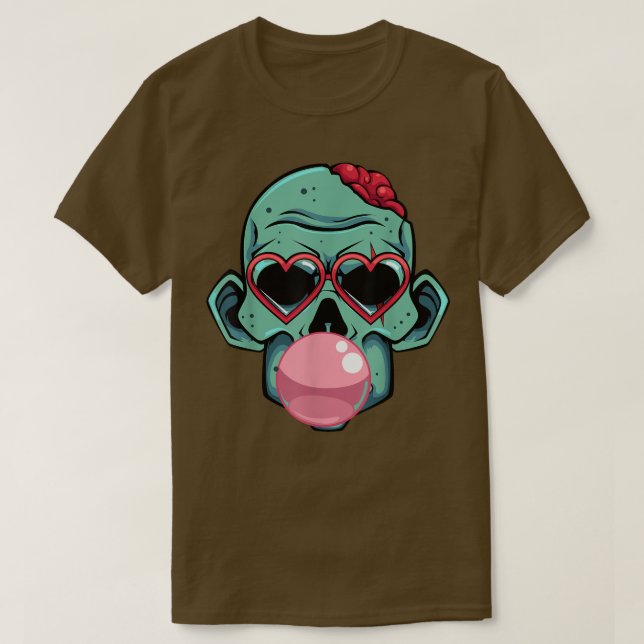 Camiseta Zombie Bubblegum Lazy Halloween disfraces gracioso (Diseño del anverso)