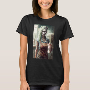 Camiseta Zombie Café Barista Zombies En La Vida Cotidiana S