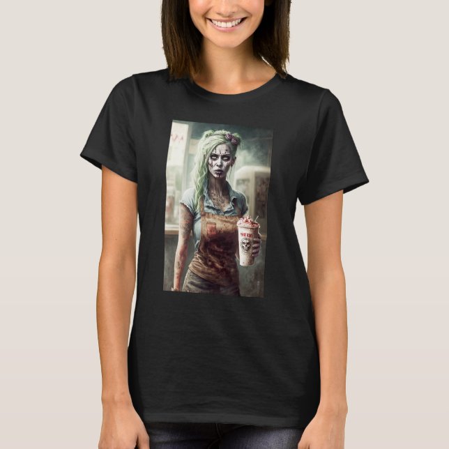 Camiseta Zombie Café Barista Zombies En La Vida Cotidiana S (Anverso)