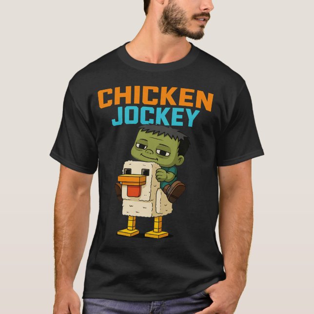 Camiseta Zombie Chicken Zombie Jockey Pixel Funny Gamer (Anverso)