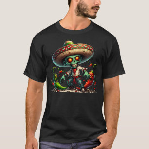 Camiseta Zombie Cinco de Mayo y pimientos calientes