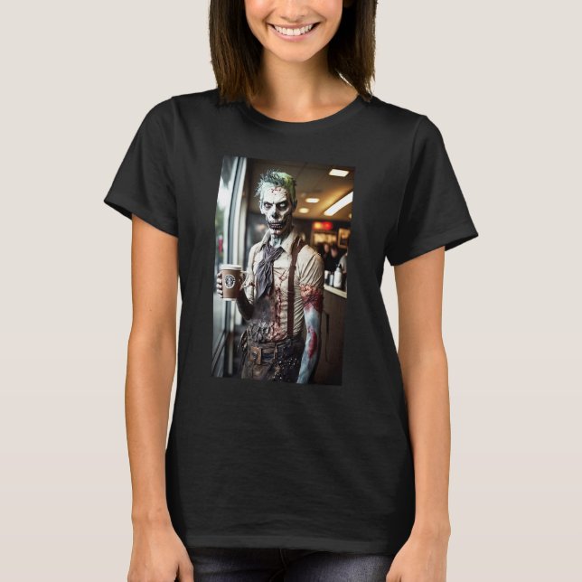 Camiseta Zombie Coffee Barista   Zombies In Everyday Life S (Anverso)