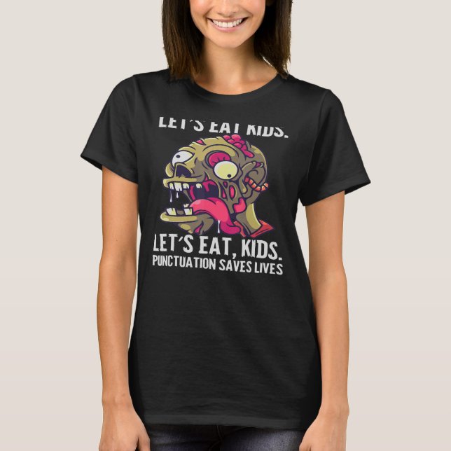 Camiseta Zombie Comamos la puntuación de los niños salva vi (Anverso)