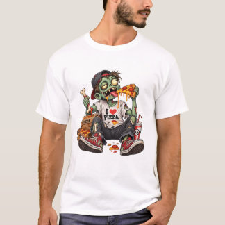 Camiseta Zombie comiendo pizza Halloween