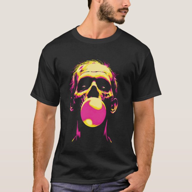 Camiseta Zombie con burbujas de fondo - Graciosa Halloween  (Anverso)