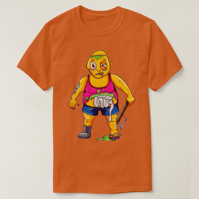 Camiseta Zombie con hacha (Diseño del anverso)