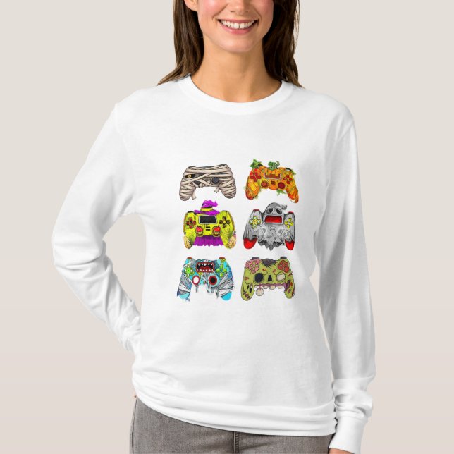 Camiseta Zombie Controller Halloween T-Shirt para jugadores (Anverso)