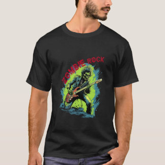 Camiseta Zombie de Rock Zombie Tocando Matar con Guitarra E