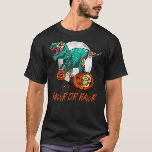 Camiseta Zombie Dinosaur Halloween Calabaza Luna T Rex Rawr
