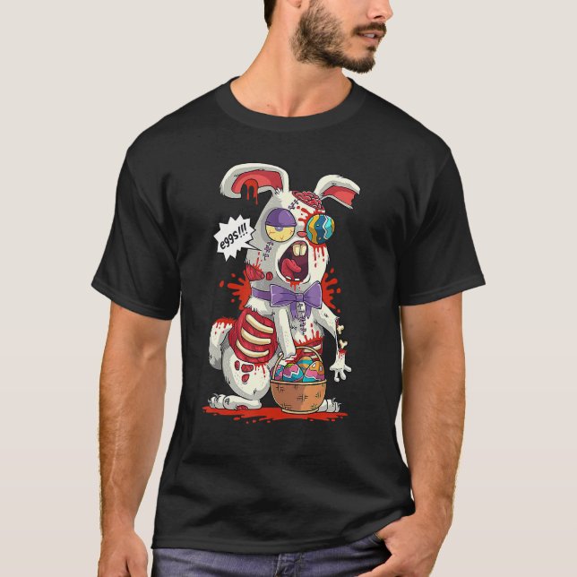 Camiseta Zombie Easter Bunny Easter Egg Scary Easter Adult (Anverso)