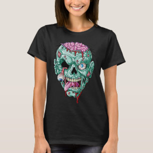 Camiseta Zombie Face Brain Halloween Niños Hombres Mujeres 