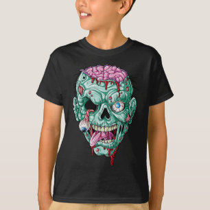 Camiseta Zombie Face Brain Halloween Niños Hombres Mujeres 