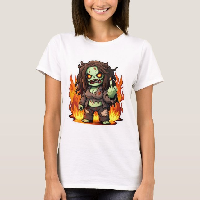 Camiseta ZOMBIE FIRE CHICA poder halloween fácil idea de di (Anverso)