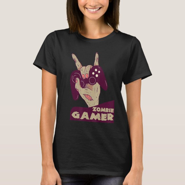 Camiseta zombie gamer hand of grab with controller gaming c (Anverso)