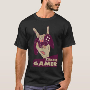 Camiseta zombie gamer mano de agarre con controlador de jue