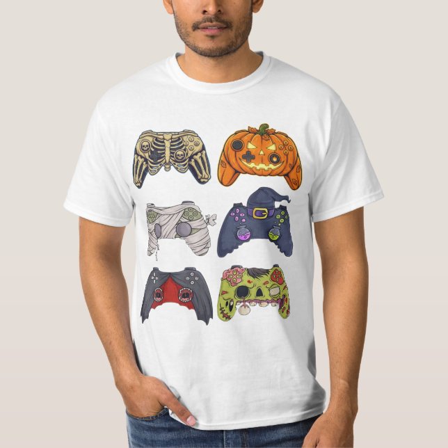 Camiseta Zombie Gaming Controller Shirt, Spooky Gamer Shirt (Anverso)