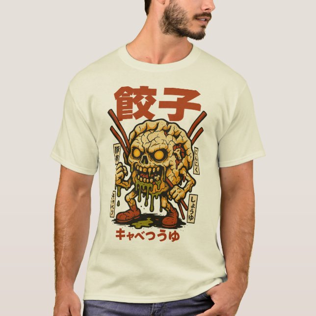 Camiseta Zombie Gyoza - Crepúsculo cráneo japonés con remol (Anverso)