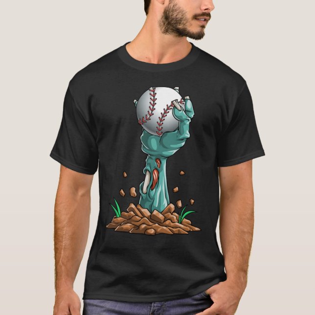 Camiseta Zombie Hands Baseball Funny Halloween Horror Scary (Anverso)