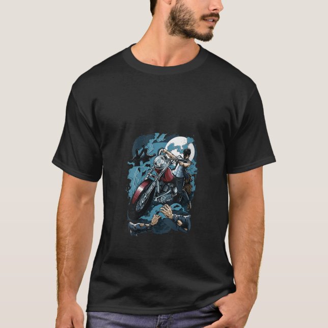 Camiseta Zombie Hunter Biker Tee Funny Halloween Gho (Anverso)