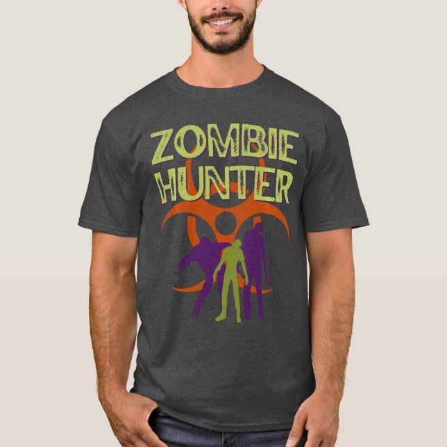 Camiseta Zombie Hunter Scary Horror Halloween Costumeee fam (Anverso)