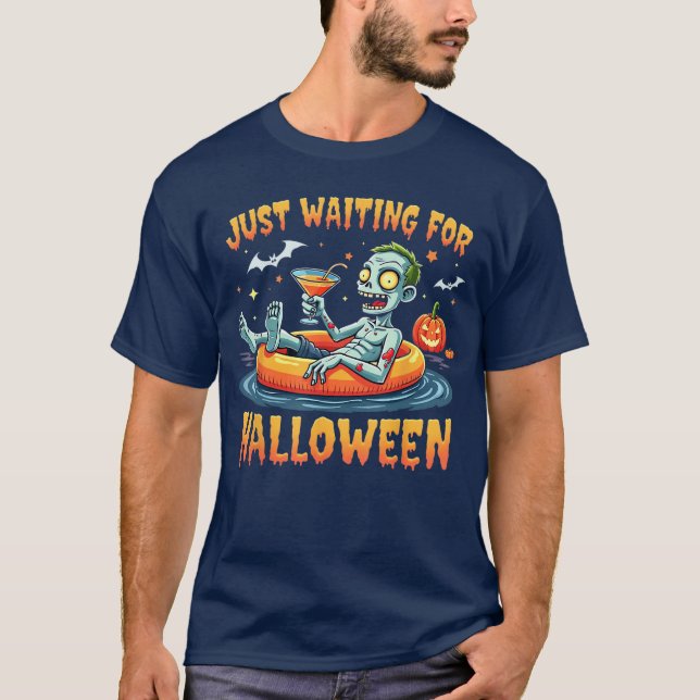 Camiseta Zombie Just Waiting For Halloween (Anverso)