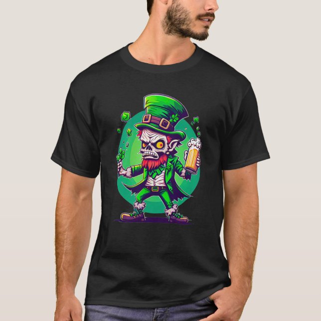 Camiseta Zombie Leprechaun Irish St Paddy's Beer  3 (Anverso)