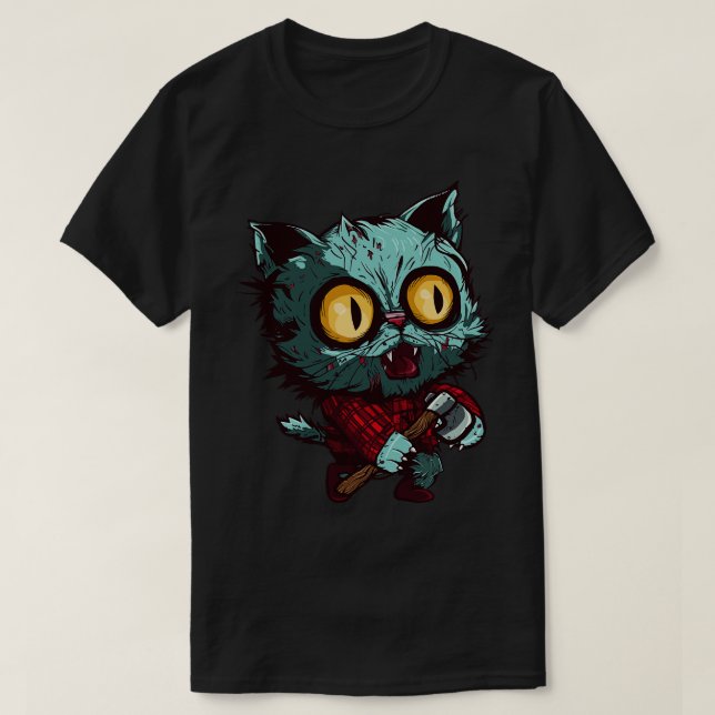 Camiseta Zombie Lumberjack Cat cera (Diseño del anverso)