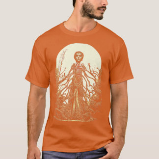 Camiseta Zombie Mummy Chica Horror artístico Cabeza de luna
