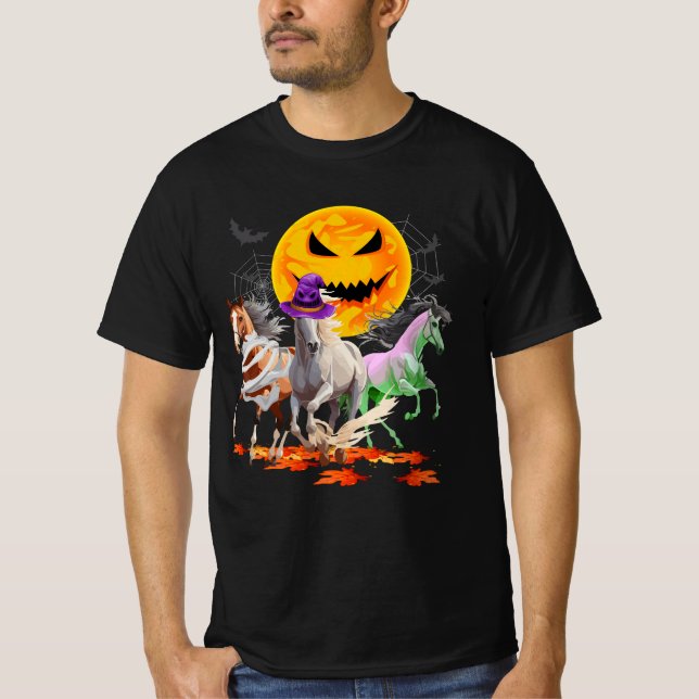 Camiseta Zombie Mummy Witch Horse Lover Pumpkin Horror Hall (Anverso)