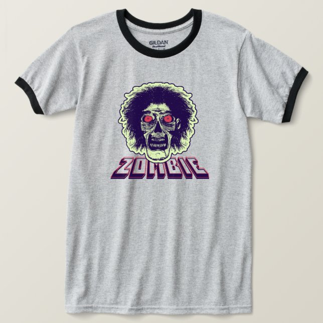 Camiseta ZOMBIE Naranja Oyes Green Hair (Anverso del diseño)