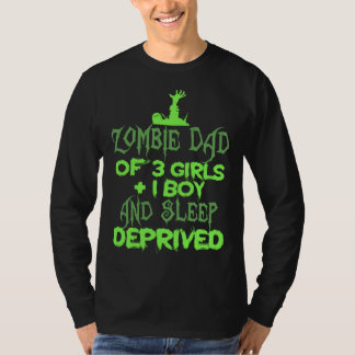 Camiseta Zombie Papá 3 Niña 1 Niño Privado de Sueño Hallowe