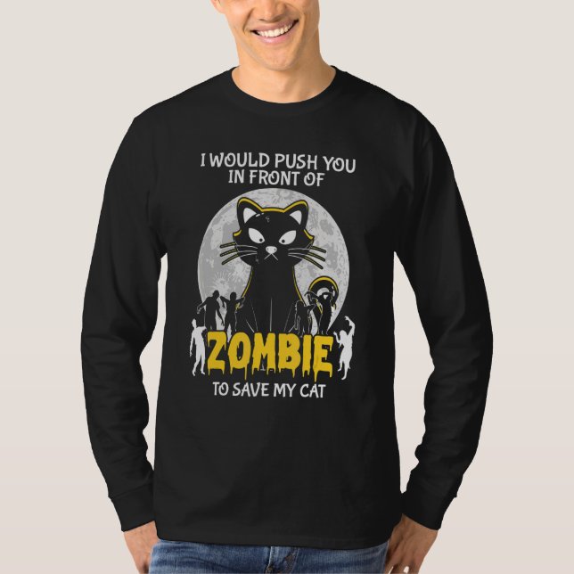 Camiseta Zombie para salvar a mi gato Halloween (Anverso)