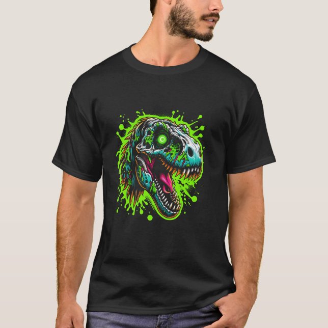 Camiseta Zombie Raptor Oscuro Halloween Horror Escrúpulo de (Anverso)