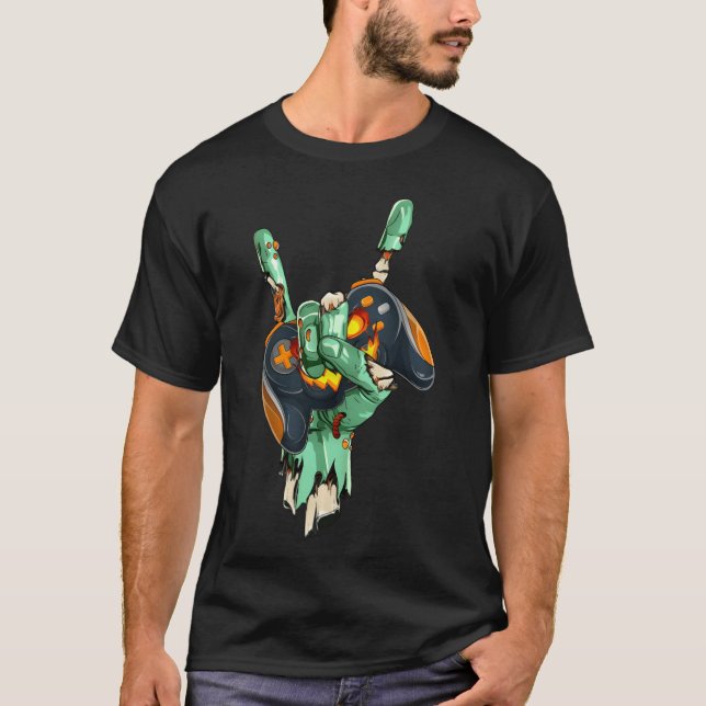Camiseta Zombie Rock Hand Holding Monster Gaming Controller (Anverso)