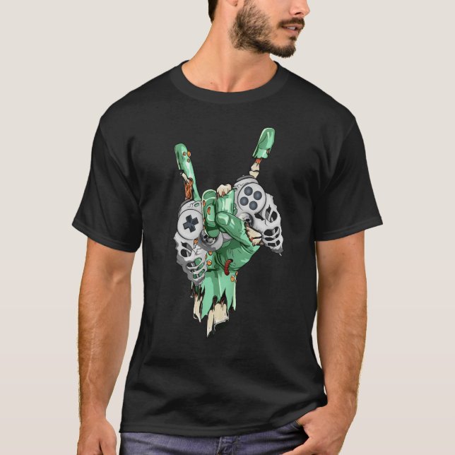 Camiseta Zombie Rock Hand Holding Skeleton Gaming Controlle (Anverso)
