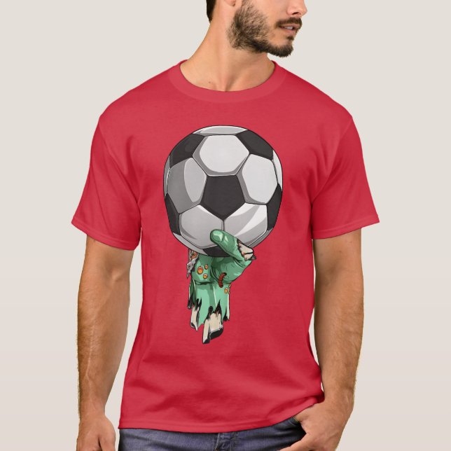 Camiseta Zombie Rock Hand Holding Soccer Ball Halloween gir (Anverso)