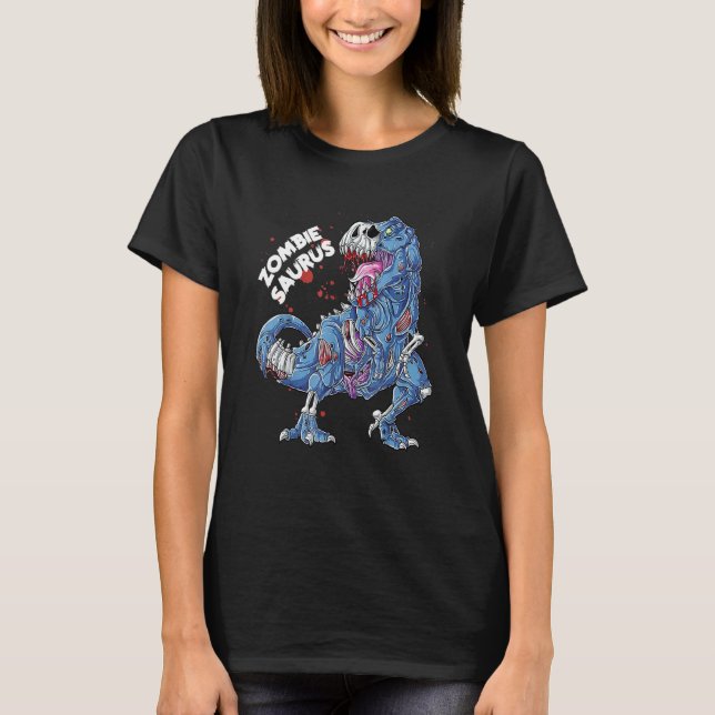 Camiseta Zombie Saurus Halloween Kids Dinosaur Rex (Anverso)