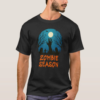 Camiseta Zombie Season Moonlit Graveyard Scary Kids Boys A