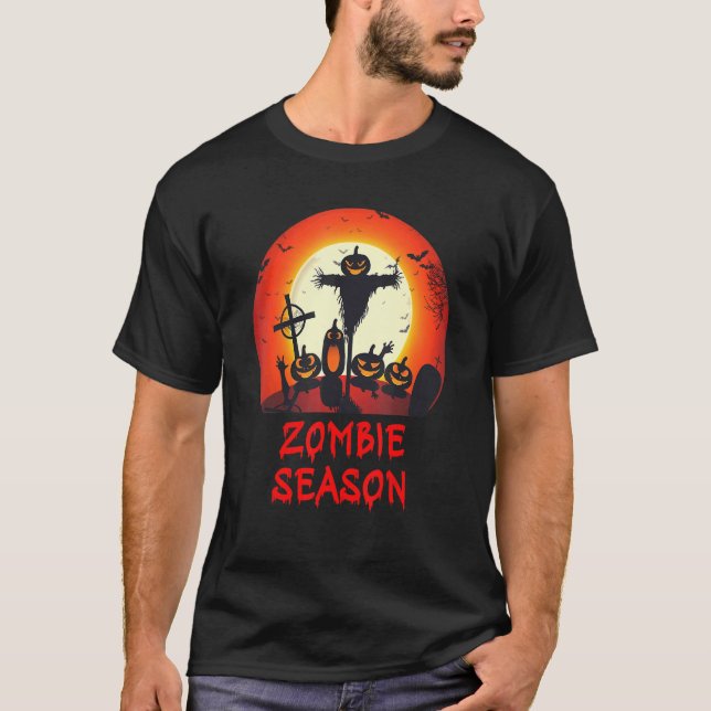 Camiseta Zombie Season Moonlit Scary Graveyard   Kids Boys  (Anverso)