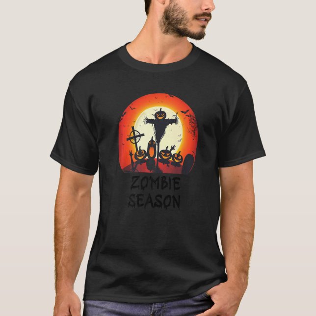 Camiseta Zombie Season Moonlit Scary Graveyard  Kids Boys A (Anverso)