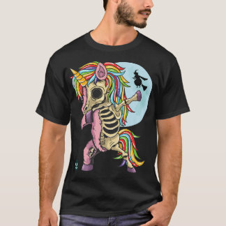 Camiseta Zombie Skeleton Dabbing Unicorn Halloween 