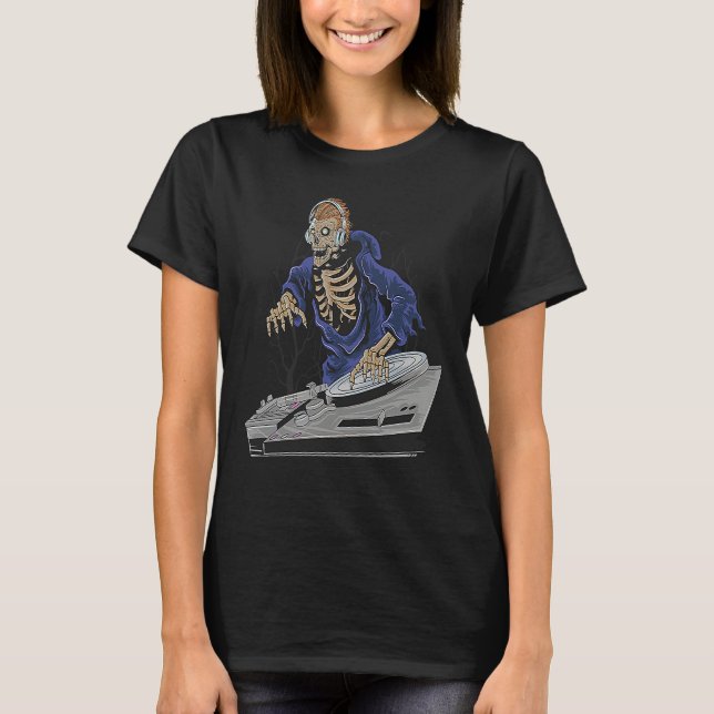 Camiseta Zombie Skeleton Halloween DJ (Anverso)