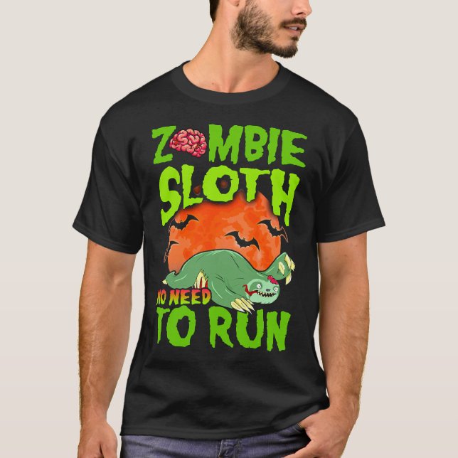 Camiseta Zombie Sloth No Es Necesario Correr Divertido (Anverso)