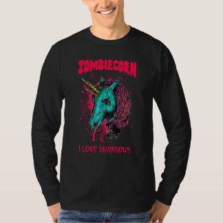Camiseta Zombie Unicorn I Love Brainbows Punk Gothic Goth H