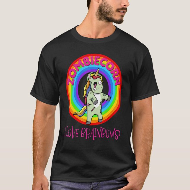 Camiseta Zombie Unicorn Zombiecorn Halloween Rainbow (Anverso)