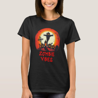 Camiseta Zombie Vibes Moonlit Graveyard Scary Kids Boys A