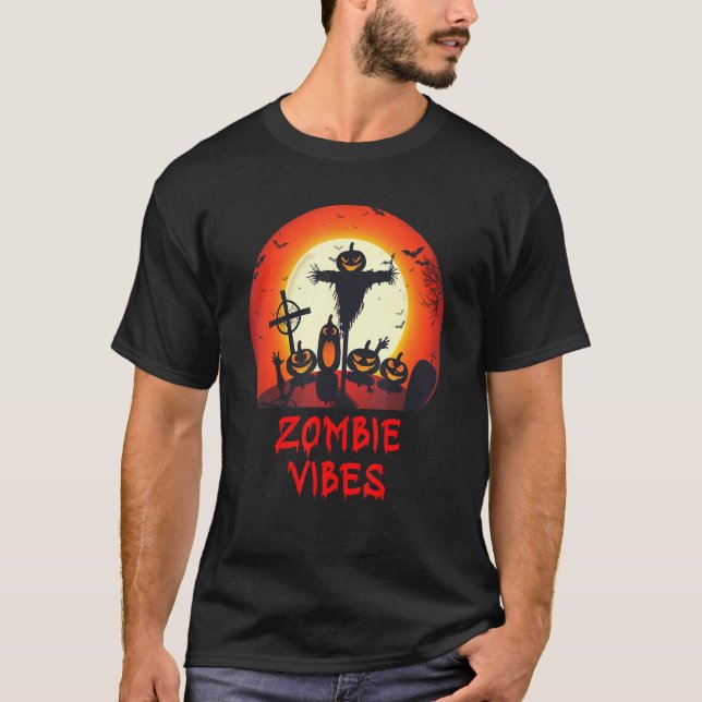 Camiseta Zombie Vibes Moonlit Graveyard Scary Kids Boys A (Anverso)
