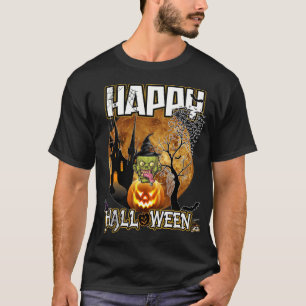 Camiseta zombie y calabaza, halloween feliz, murciélagos